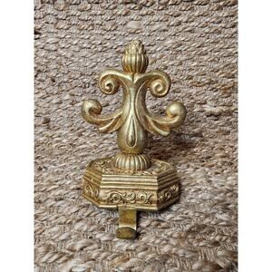 Vintage Ornate Gold Filigree Christmas Stocking Hanger Holder Resin